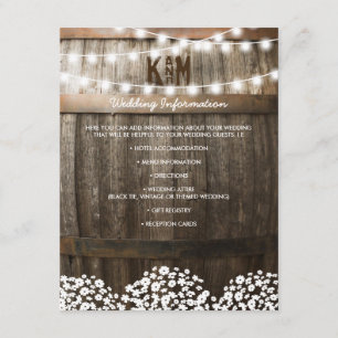 Tarjeta De Recepción Detalles de Boda Campestre Rústica   Cadena de Luc
