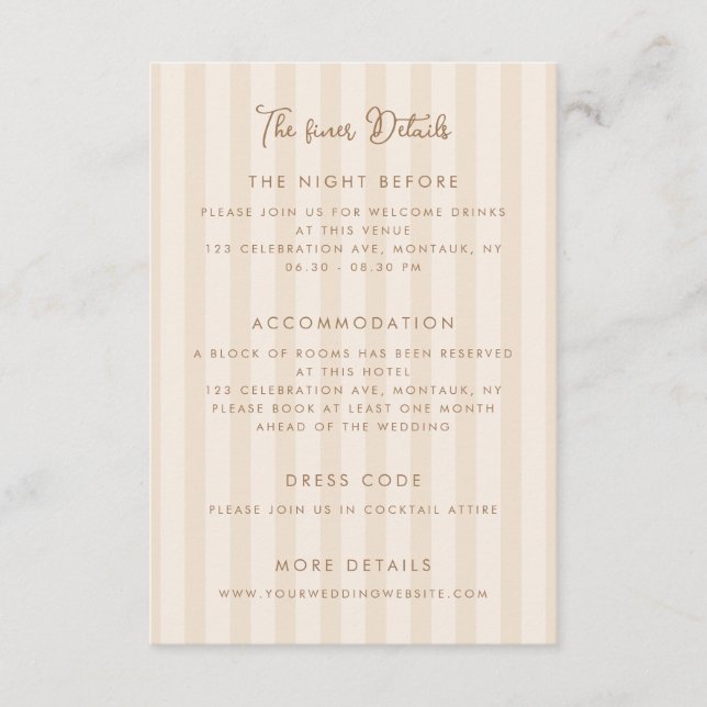 Tarjeta De Recepción Detalles de Boda Caprichosos a Mano (Anverso)