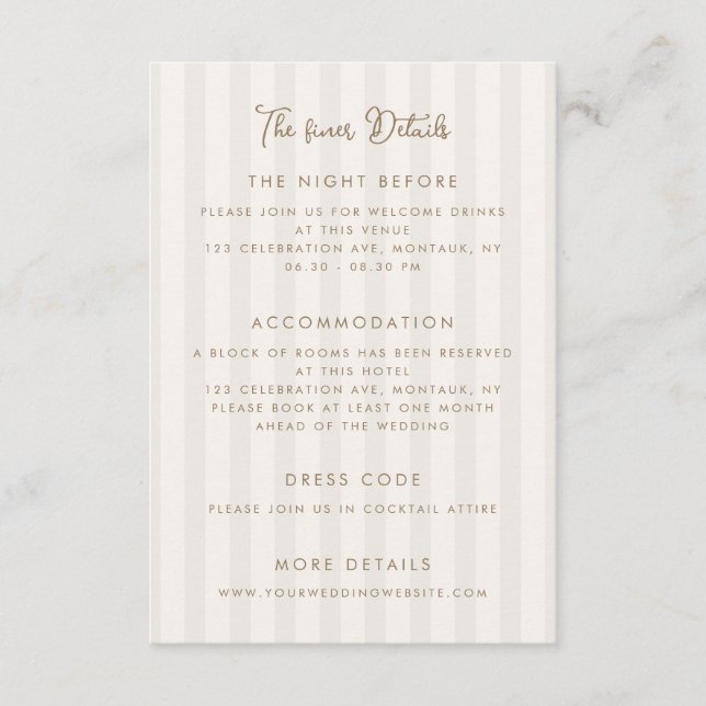Tarjeta De Recepción Detalles de Boda Caprichosos a Mano (Anverso)