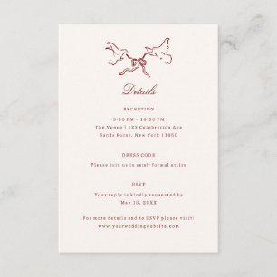 Tarjeta De Recepción Detalles de Boda Caprichosos con Aves Ilustradas e