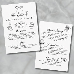 Tarjeta De Recepción Detalles de Boda Caprichosos Dibujados a Mano