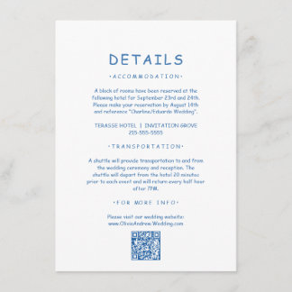 Tarjeta De Recepción Detalles de Boda Caprichosos Dibujados a Mano Azul