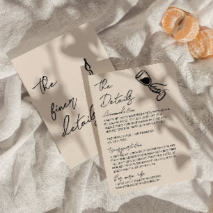 Tarjeta De Recepción Detalles de Boda Caprichosos Escritos a Mano