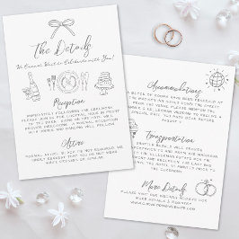 Tarjeta De Recepción Detalles de Boda Caprichosos y Caprichosos Dibujad