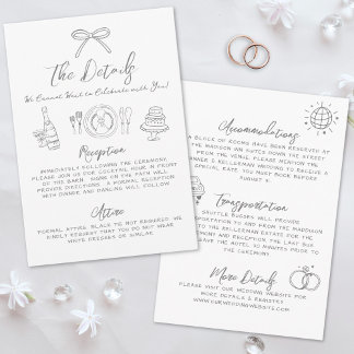 Tarjeta De Recepción Detalles de Boda Caprichosos y Caprichosos Dibujad