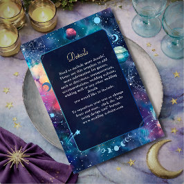 Tarjeta De Recepción Detalles de boda celeste de fase lunar de galaxia 