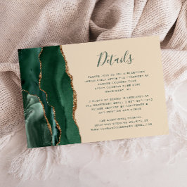 Tarjeta De Recepción Detalles de Boda Champán Ágata Dorada Verde Esmera