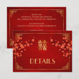 Tarjeta De Recepción Detalles de Boda China Flor de Rojo 