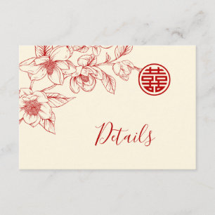 Tarjeta De Recepción Detalles de Boda China Magnolia Crema