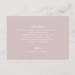 Tarjeta De Recepción Detalles de Boda Clásica Formal Rosa Polvo
