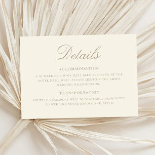 Tarjeta De Recepción Detalles de Boda Clásica Marfil Elegante