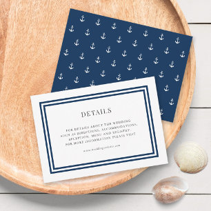 Tarjeta De Recepción Detalles de Boda Clásicos con Ancla de Color Edita