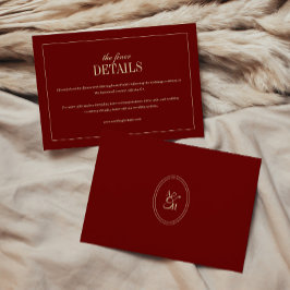 Tarjeta De Recepción Detalles de Boda Clásicos con Monograma en Rojo Vi
