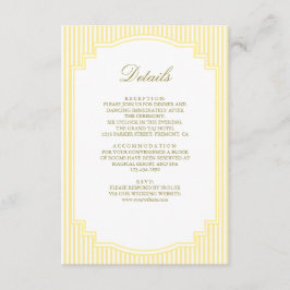 Tarjeta De Recepción Detalles de Boda Clásicos con Rayas Amarillas