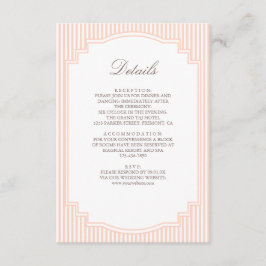 Tarjeta De Recepción Detalles de Boda Clásicos con Rayas de Durazno Pas