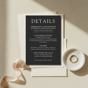 Tarjeta De Recepción Detalles de Boda Clásicos de Carbón Simples