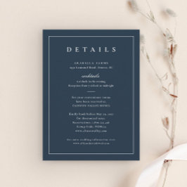 Tarjeta De Recepción Detalles de Boda Clásicos Elegantes en Azul Marino