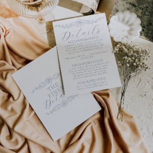 Tarjeta De Recepción Detalles de Boda Clásicos Polvorientos Azules de D