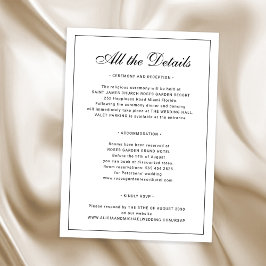 Tarjeta De Recepción Detalles de boda clásicos tradicionales elegantes 