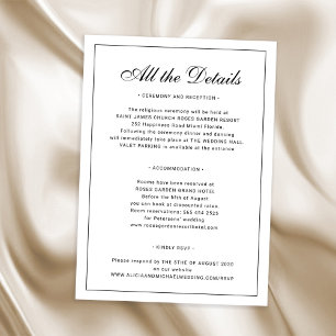 Tarjeta De Recepción Detalles de boda clásicos tradicionales elegantes 