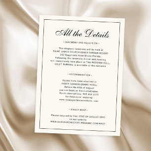 Tarjeta De Recepción Detalles de boda clásicos tradicionales elegantes 