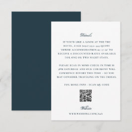 Tarjeta De Recepción Detalles de Boda Código QR Atrás Marina Blanco Ele