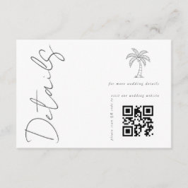 Tarjeta De Recepción Detalles de Boda Código QR Blanco Moderno Palma