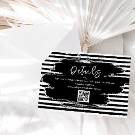 Tarjeta De Recepción Detalles de Boda Código QR Blanco Negro