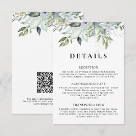 Tarjeta De Recepción Detalles de Boda Código QR Elegante Rústico Verde