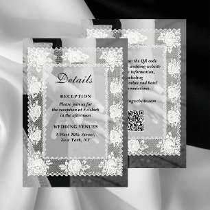 Tarjeta De Recepción Detalles de Boda Código QR Encaje Atemporal Foto