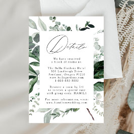 Tarjeta De Recepción Detalles de Boda con Abundante Verdor
