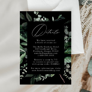 Tarjeta De Recepción Detalles de Boda con Abundante Verdor Negro