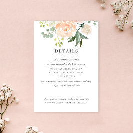 Tarjeta De Recepción Detalles de Boda con Acuarela de Flor de Melocotón