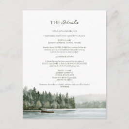 Tarjeta De Recepción Detalles de Boda con Acuarela del Lago del Pacífic