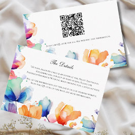Tarjeta De Recepción Detalles de Boda con Acuarela Floral Brillante