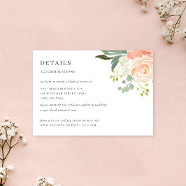 Tarjeta De Recepción Detalles de Boda con Acuarela Floral de Melocotón 