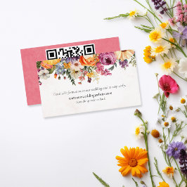 Tarjeta De Recepción Detalles de Boda con Acuarela Floral Vibrante