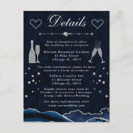 Tarjeta De Recepción Detalles de Boda con Agata Brillante Azul y Platea