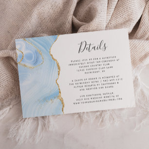 Tarjeta De Recepción Detalles de Boda con Aguamarina y Agata de Acuarel