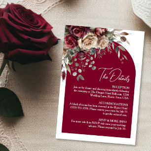 Tarjeta De Recepción Detalles de Boda con Arco Elegante de Rosas Crema