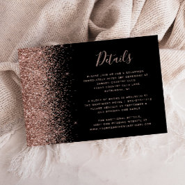 Tarjeta De Recepción Detalles de Boda con Borde de Brillo Dorado Rosa N