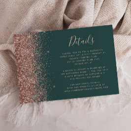 Tarjeta De Recepción Detalles de Boda con Borde de Brillo Dorado Rosa V