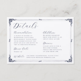 Tarjeta De Recepción Detalles de Boda con Borde de Caligrafía Elegante