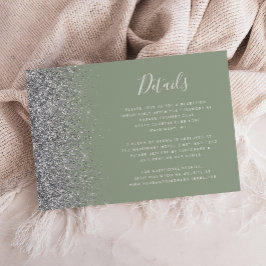 Tarjeta De Recepción Detalles de Boda con Borde de Purpurina Plateada V