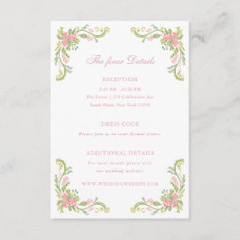 Tarjeta De Recepción Detalles de Boda con Borde Floral Rococó Ornamenta