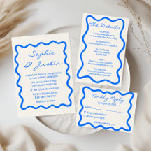 Detalles de Boda con Borde Ondulado Azul