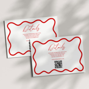 Tarjeta De Recepción Detalles de Boda con Borde Ondulado Elegante Rojo