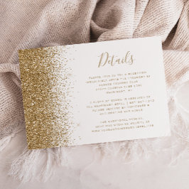 Tarjeta De Recepción Detalles de Boda con Brillo de Oro Blanco