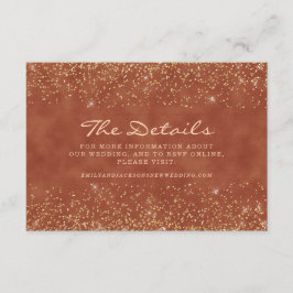 Tarjeta De Recepción Detalles de Boda con Brillo Dorado Terracota