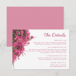 Tarjeta De Recepción Detalles de Boda con Buganvilla Rosa en Acuarela